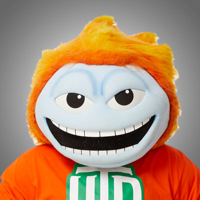 Sample photo of the University mascot showing his face, head and shoulders.