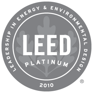 United States Green Building Council Leadership in Energy and Environmental Design Platinum Certification. USGBC® and the related logo are trademarks owned by the US Green Building Council and are used with permission. usgbc.org